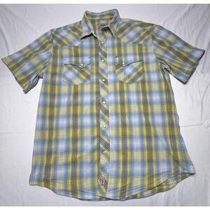 Rafter C Men's Pro Flex 45 Performance SS Blue Yellow Plaid Shirt - Size XL